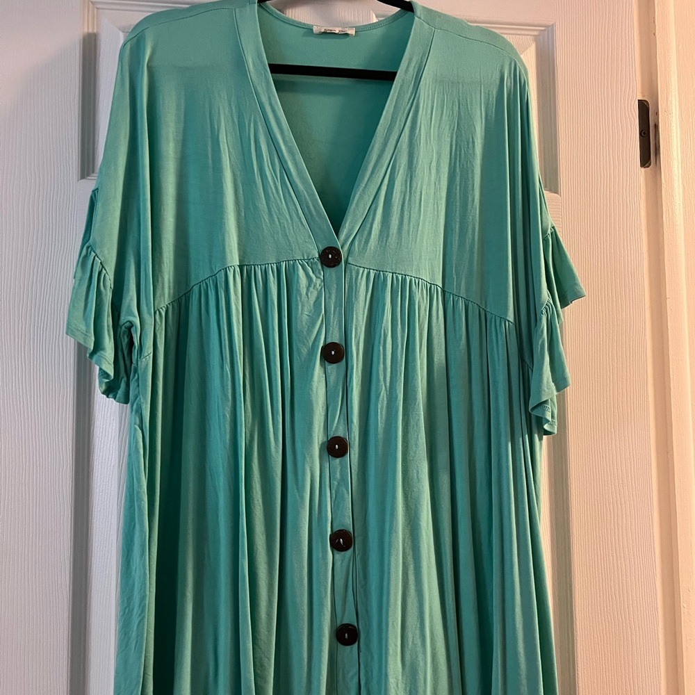 Source Unknown Turquoise Button-Down Women's Shirt